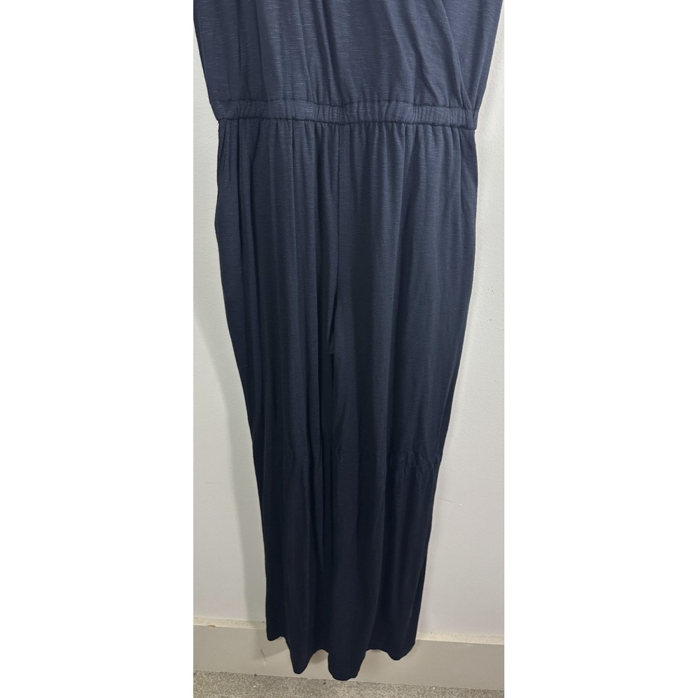 New Soma Soft Slub Terry Jumpsuit Sleeveless Belted Stretch Black Large 34" Long - Picture 4 of 11